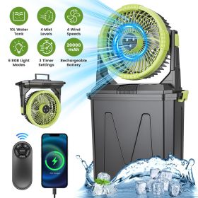 5-in-1 Rechargeable Misting Cooling Fan with 20000mAh Power Bank, 10L Large Water Tank 4 Mist Modes 4 Wind Speeds