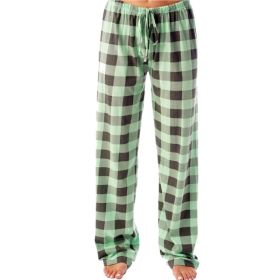 Women's Stretch Plaid Casual Pants With Pockets (Option: Light green-S)