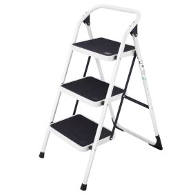 Folding 3-Step Ladder With Handgrip And Anti-Slip Platform (Option: General)