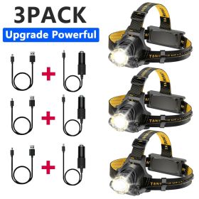 12000000lm LED Headlamp USB Rechargeable Headlight Head Torch Lamp Flashlight(Free shipping via DHL Ground/FedEx Ground; can't ship via USPS self (Quantity: 3 pcs)