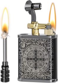 Vintage Trench Lighter, Permanent Match, Cool Pipe Lighter, Unique Metal Lighters, Antique Kerosene Lighters Fluid Refillable (Color: Gray Constantine)