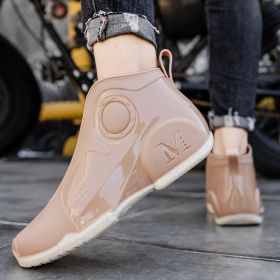 Motorcycle Rain Boots Men's Summer Youth Outdoor Non-slip Wading Shoes Fashion Low Top Flat Work Shoes Rubber Shoes (Option: Khaki-44)